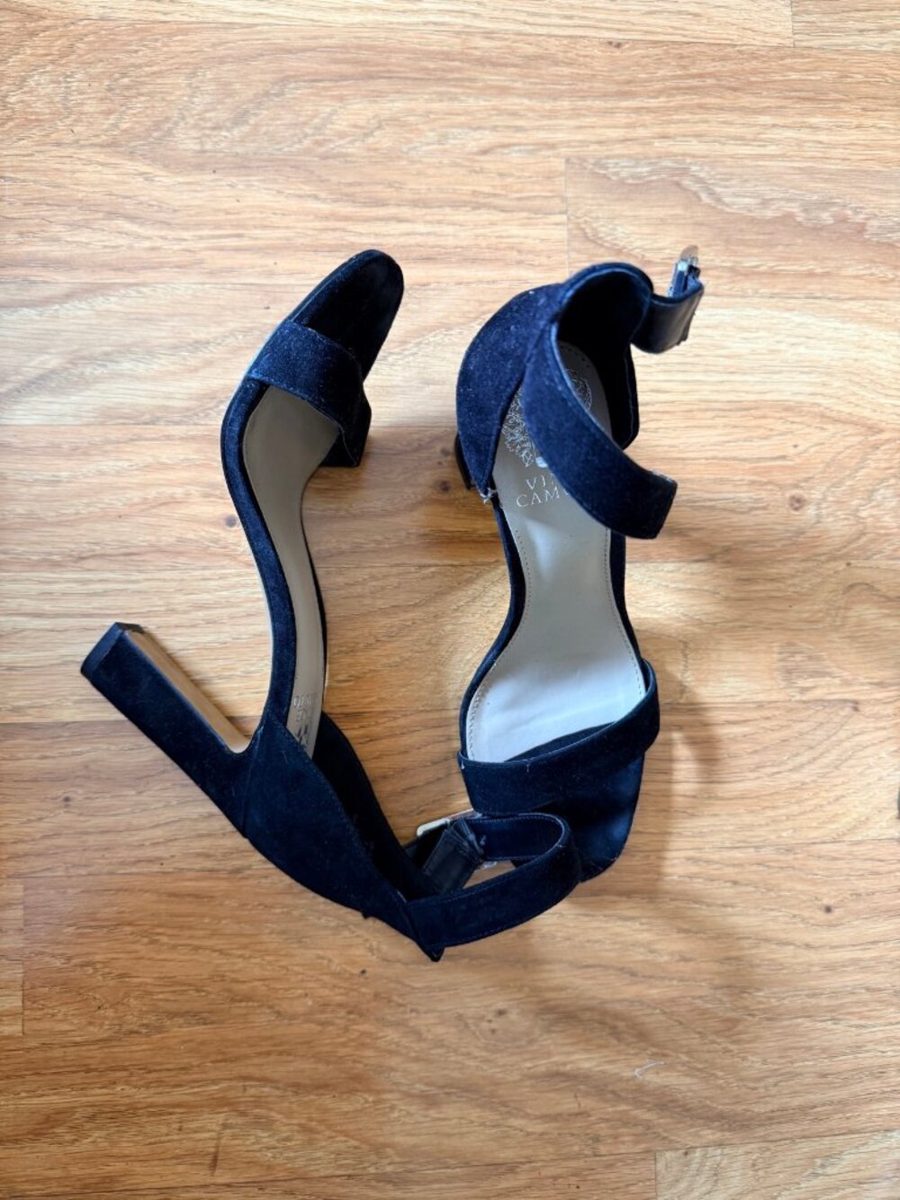 Vince Camuto Black Ankle Strap Block Heel Sandals EU 38 US 7.5